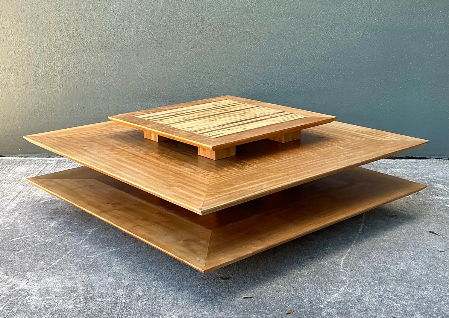 Vintage Stacked Rattan Coffee Table - Detail view