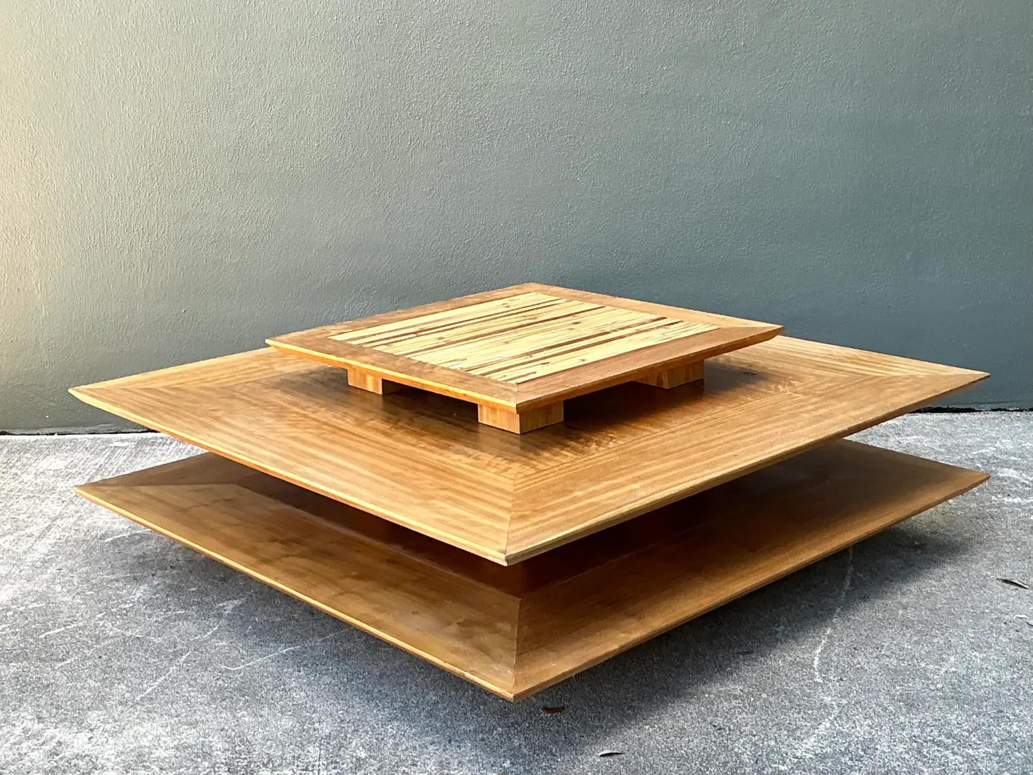 Vintage Stacked Rattan Coffee Table - Back view