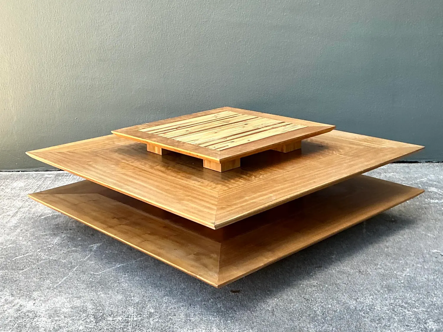 Vintage Stacked Rattan Coffee Table - Top view