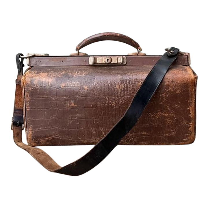 Vintage Stamped Croco Doctors Bag - Detail view