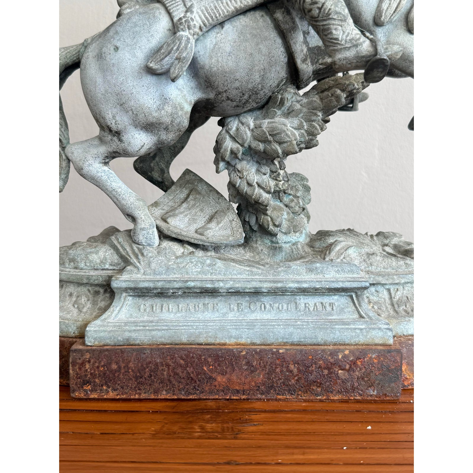 Vintage Statue With Warrior on Horseback - Top view