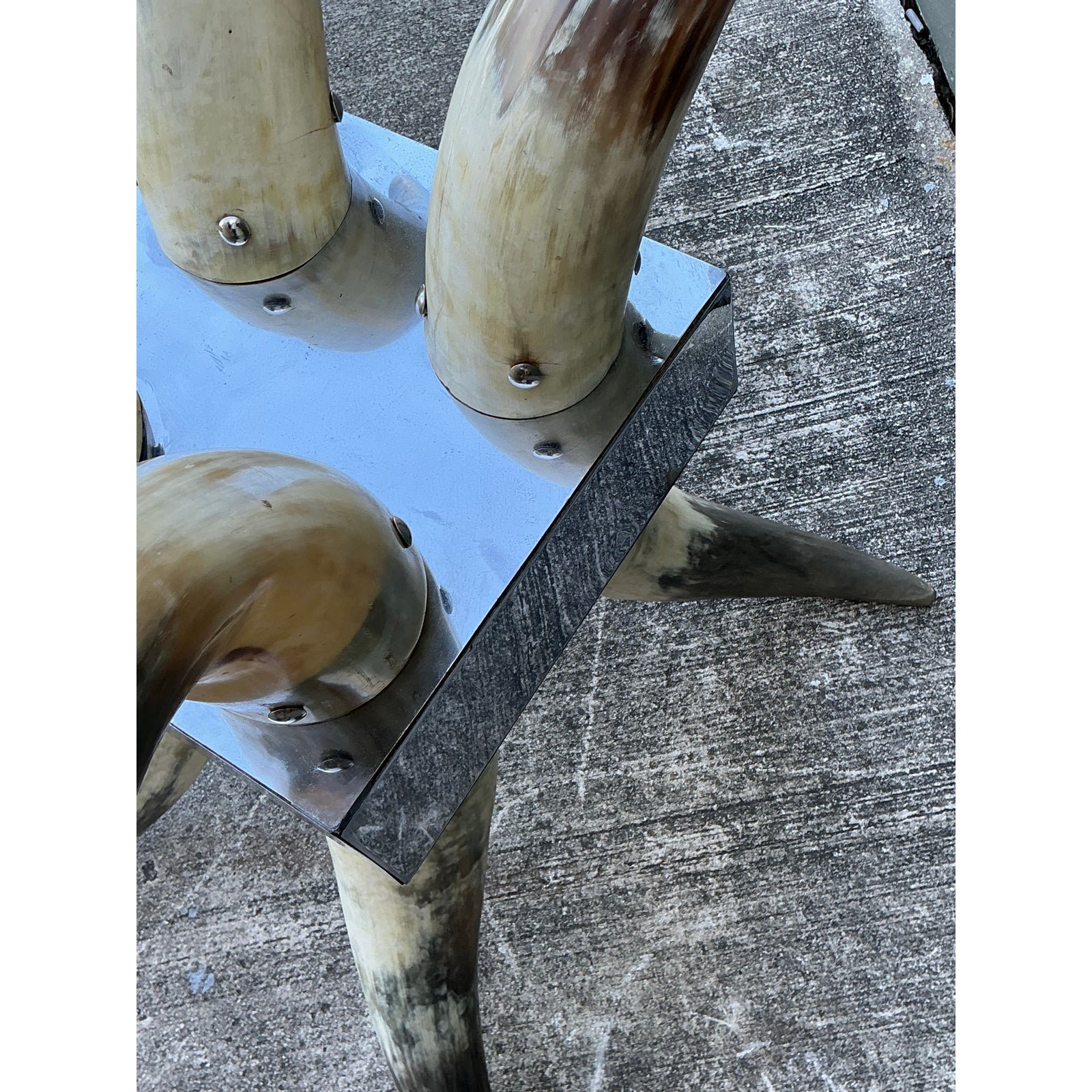 Vintage Steer Horn Table Pedestal - Top view