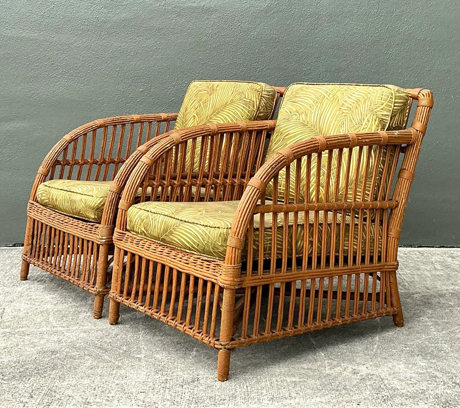 Vintage Stick Rattan Lounge Chairs - A Pair - Top view