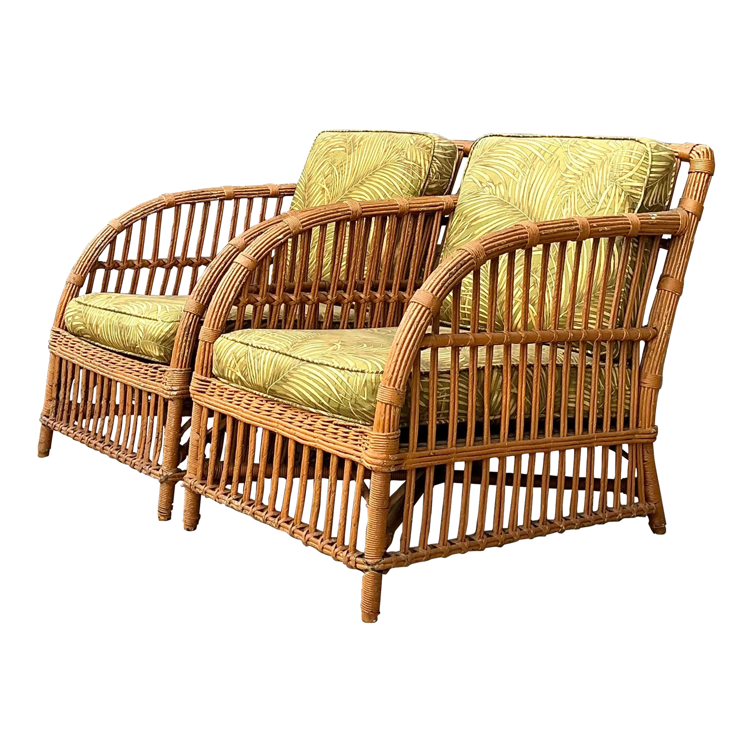 Vintage Stick Rattan Lounge Chairs - A Pair - Detail view