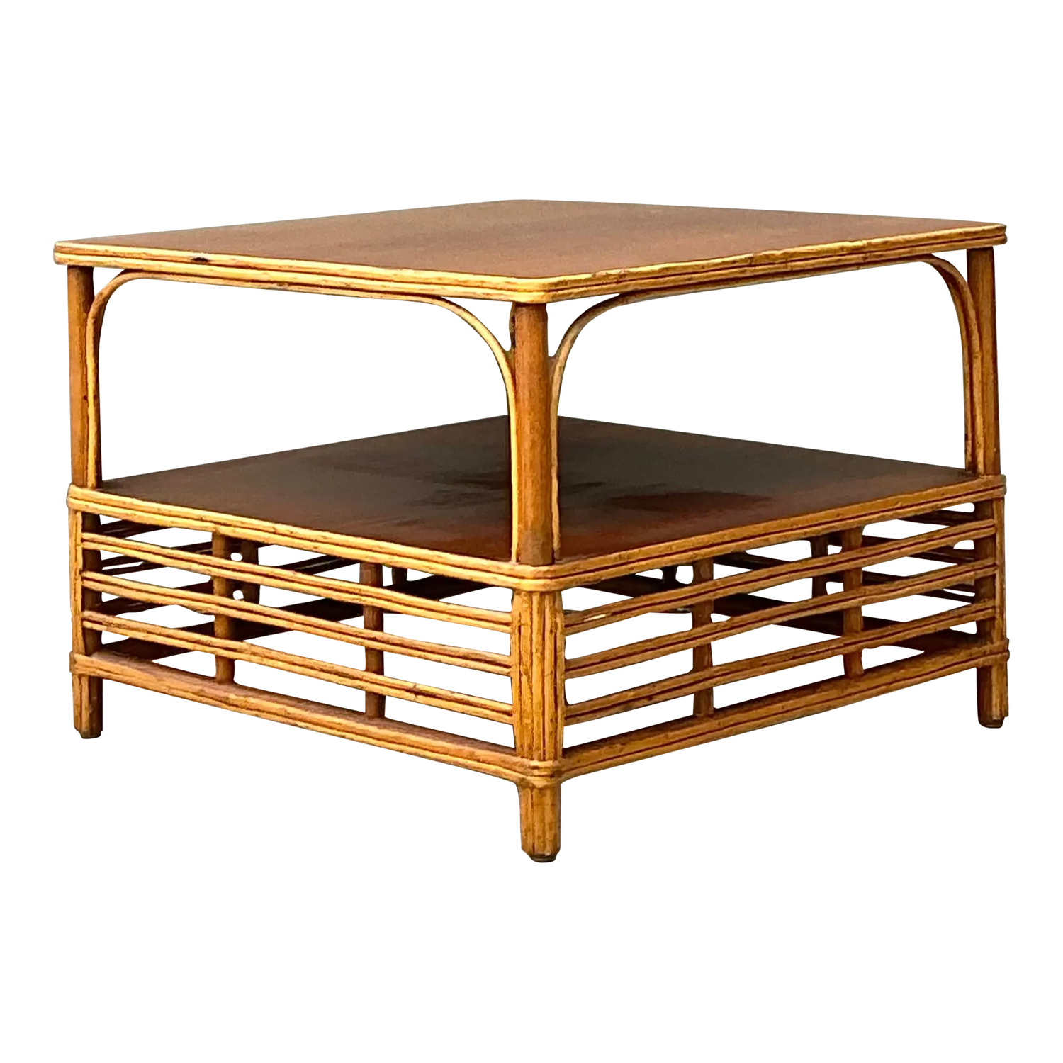 Vintage Stick Rattan Side Table - Detail view