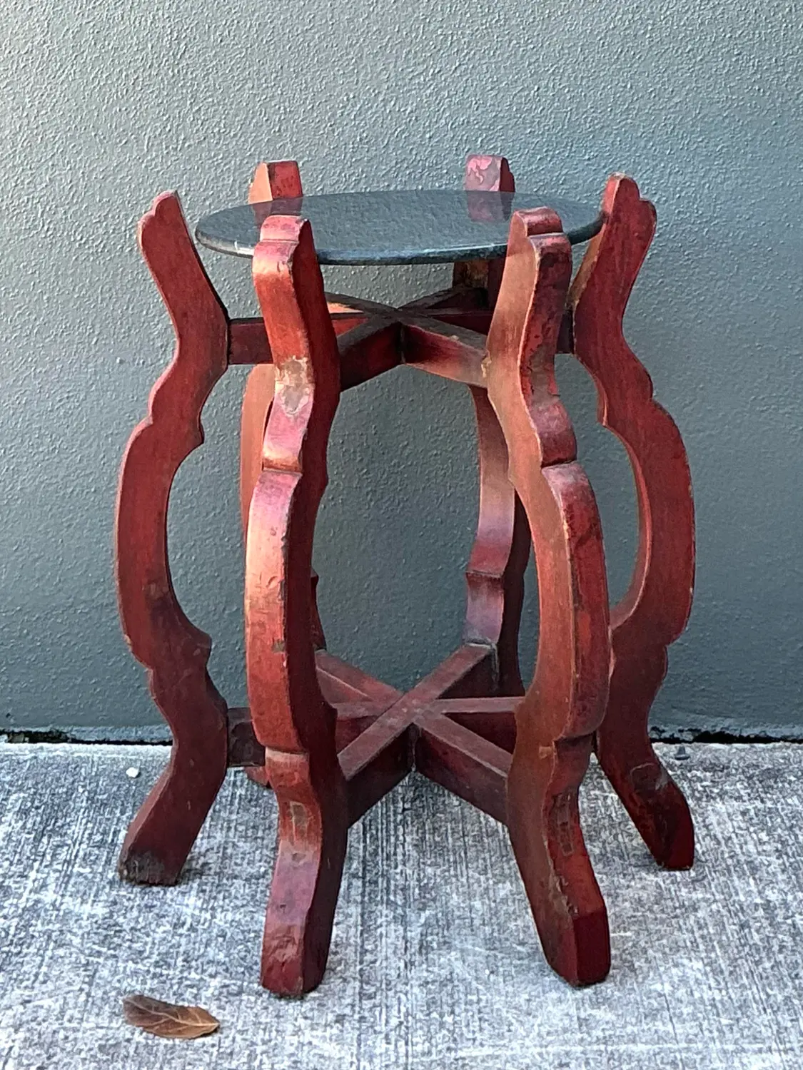 Vintage Stone Top Side Table - Top view
