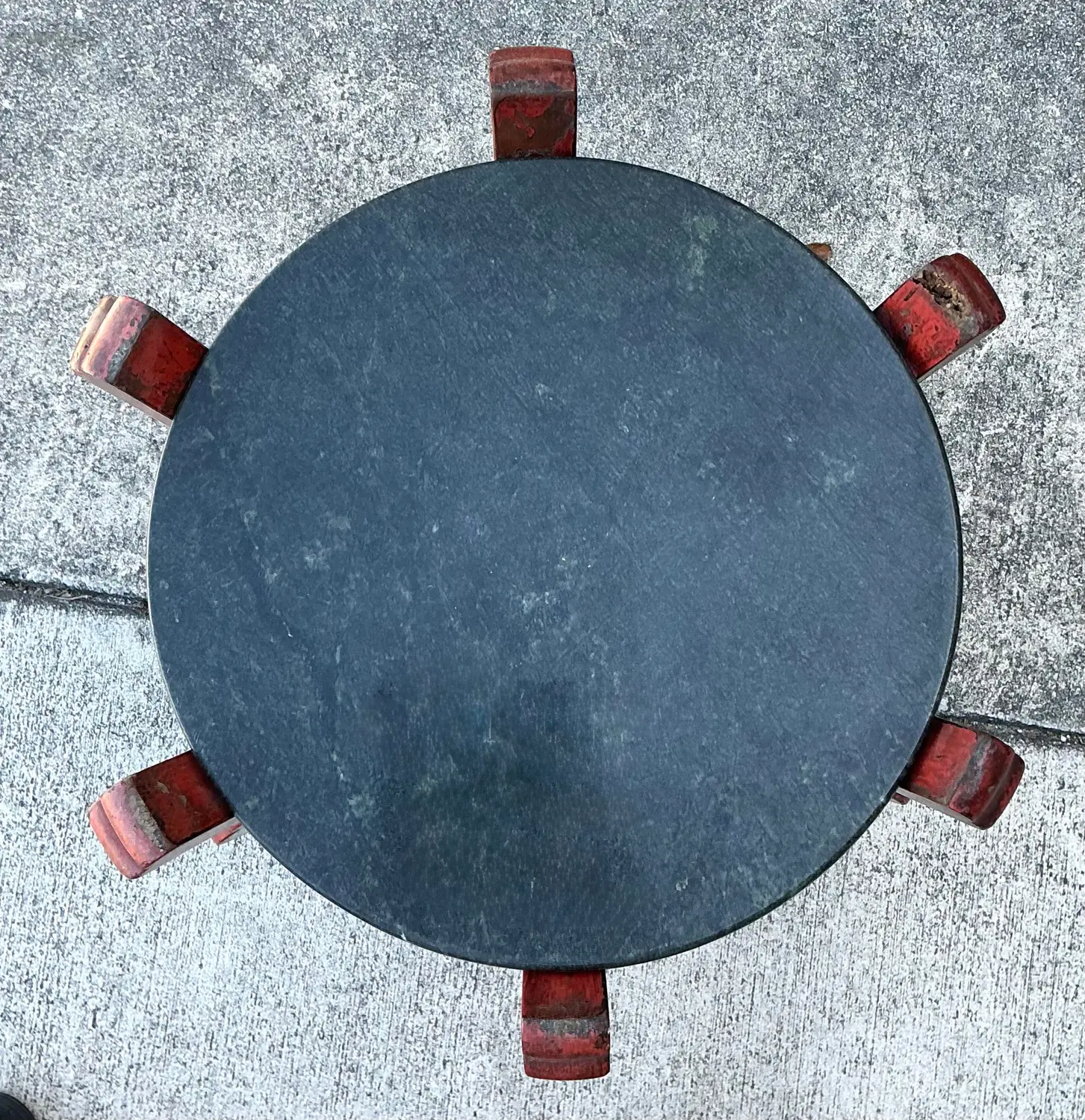 Vintage Stone Top Side Table - Back view