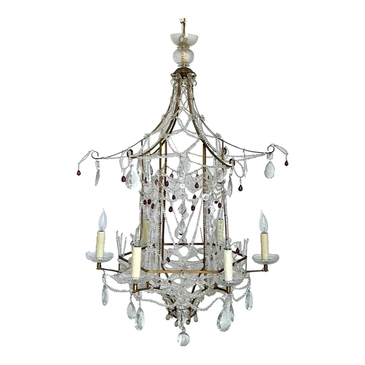 Vintage Swag Crystals Pagoda Chandelier