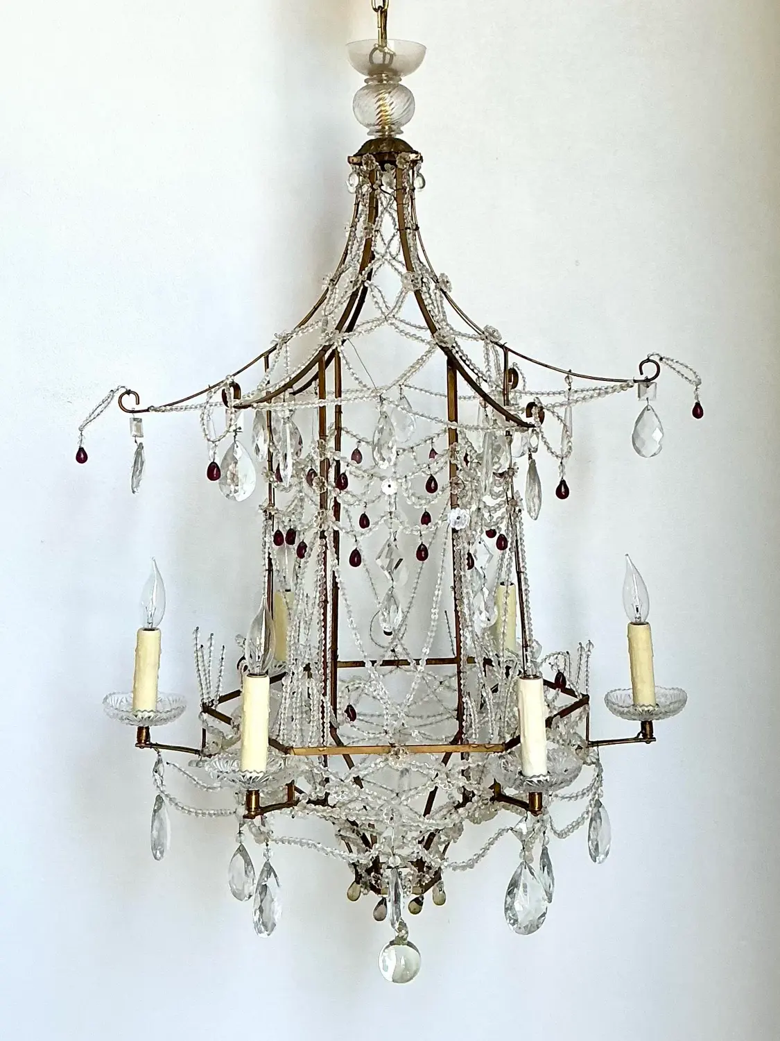 Vintage Swag Crystals Pagoda Chandelier - Detail view