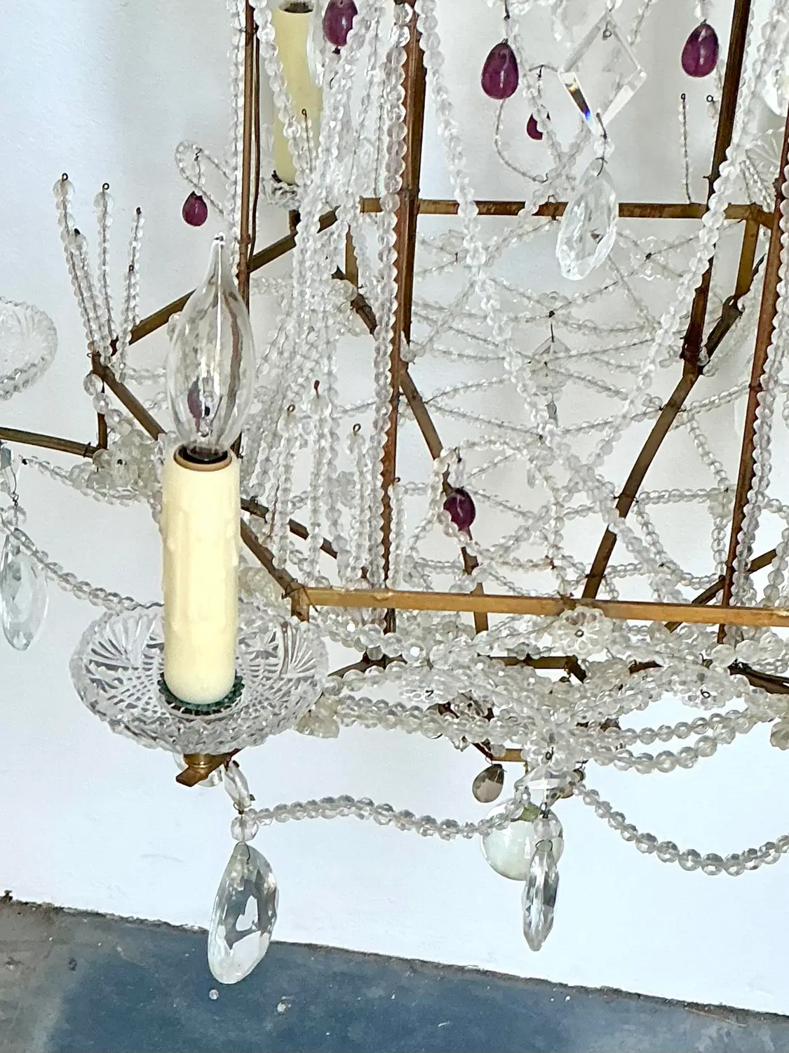 Vintage Swag Crystals Pagoda Chandelier - Back view