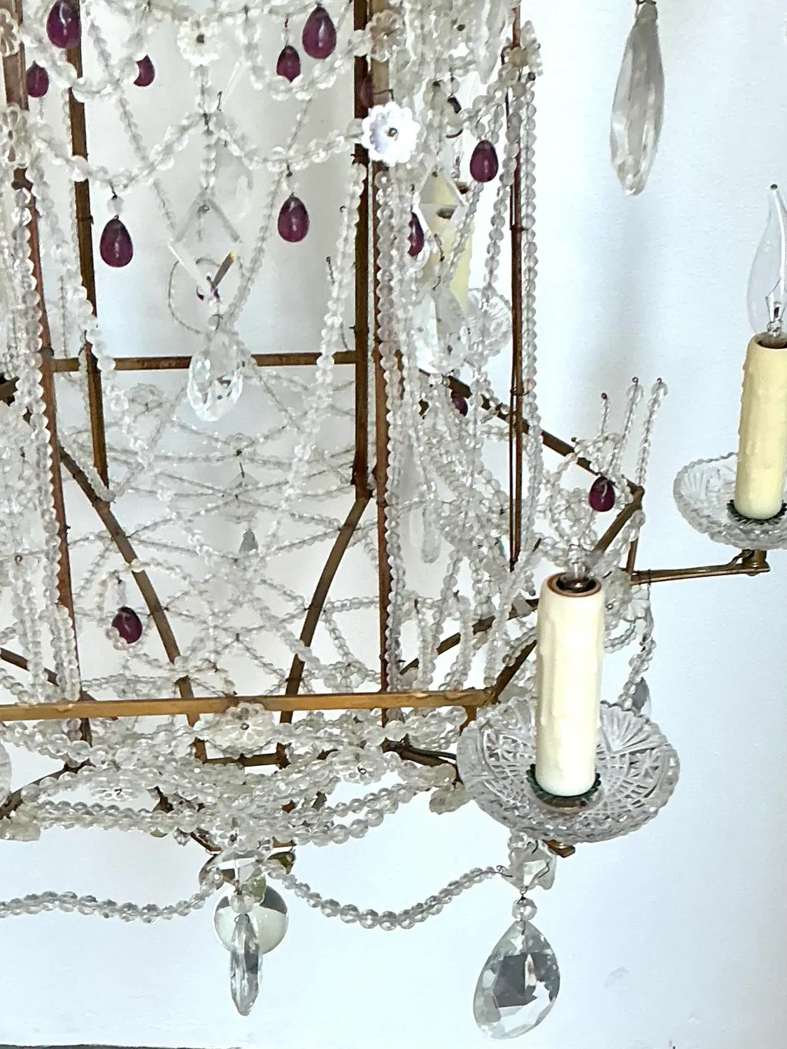 Vintage Swag Crystals Pagoda Chandelier - Top view