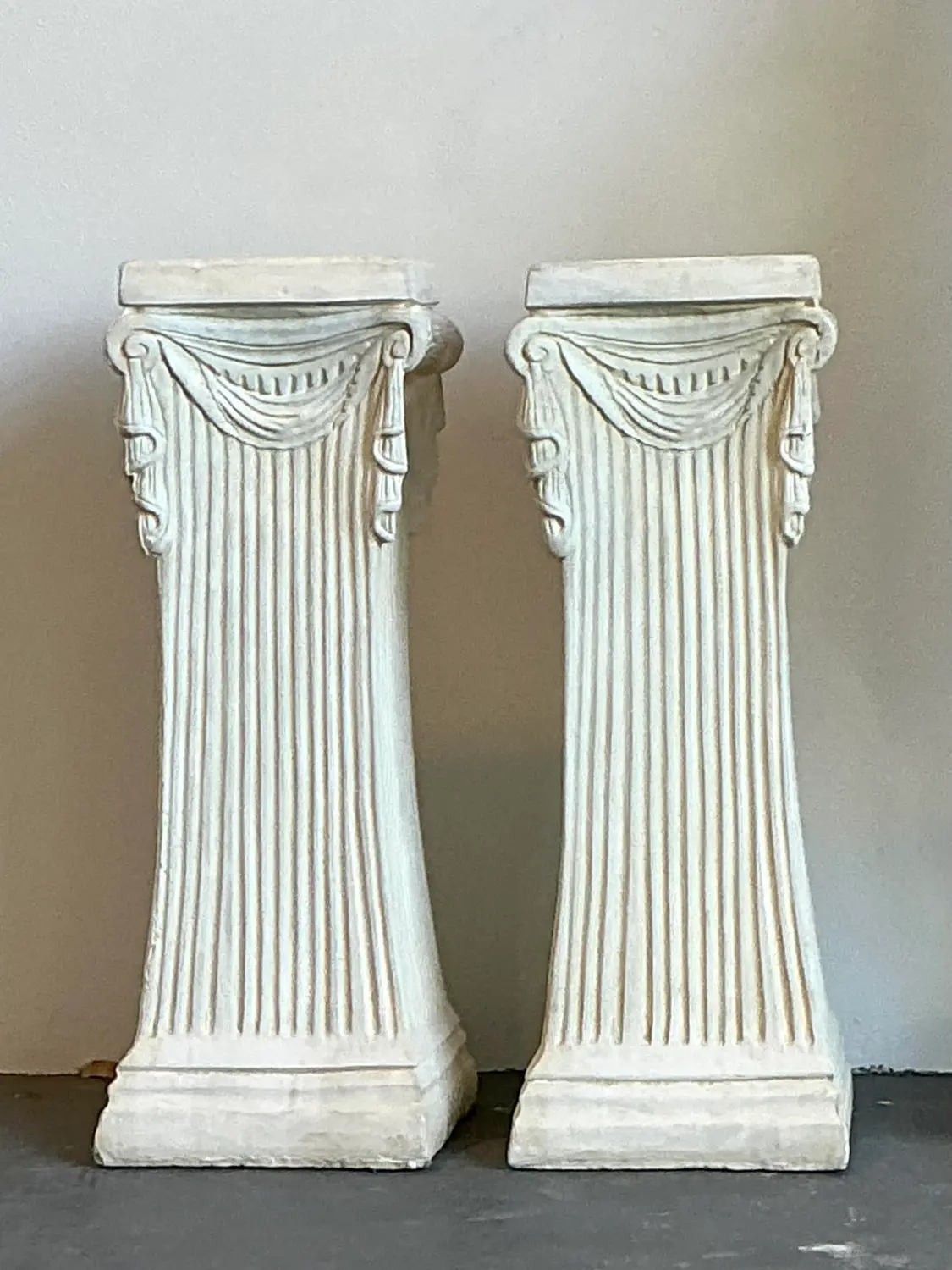Vintage Swag Plaster Pedestals - A Pair - Detail view