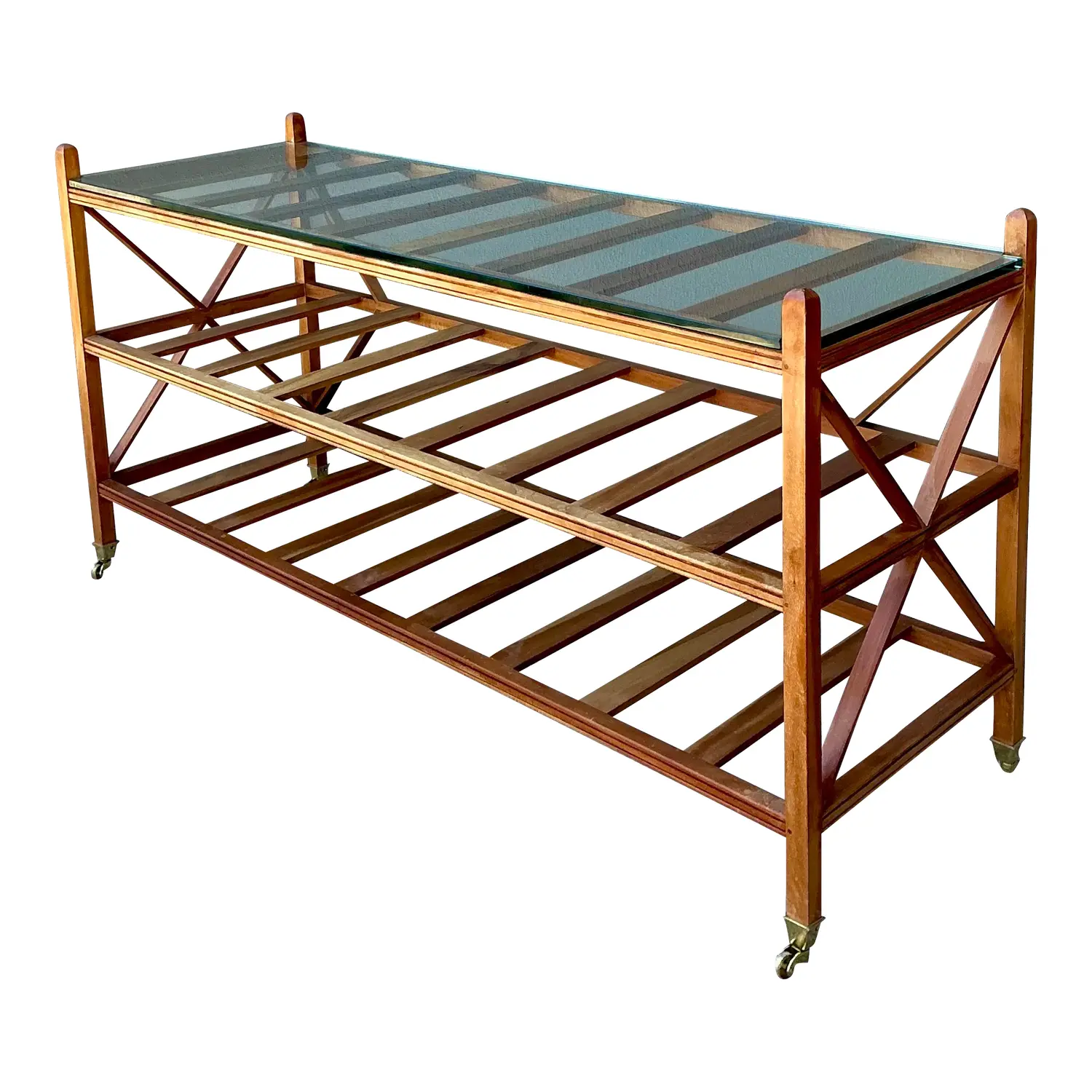 Vintage Teak Slat Console Table