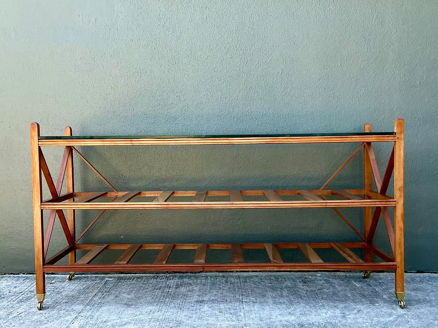 Vintage Teak Slat Console Table - Back view