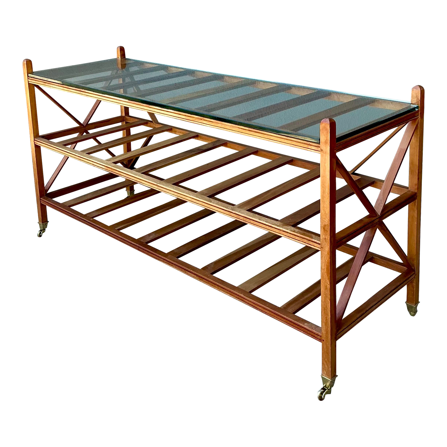 Vintage Teak Slat Console Table - Detail view