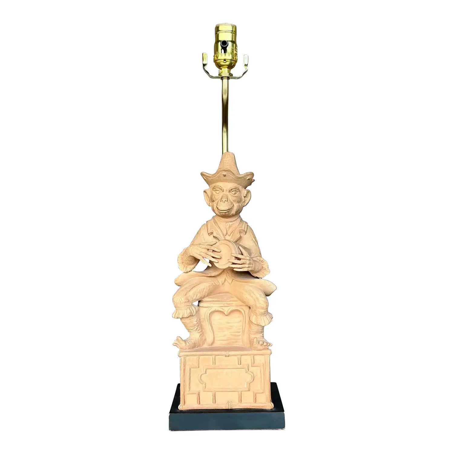 Vintage Terra Cotta Monkey Lamp