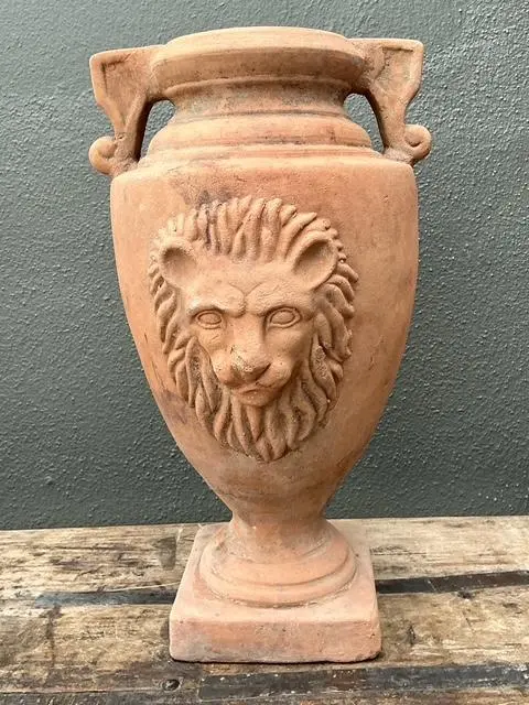 Vintage Terracotta Lion’s Head Urn - Side view