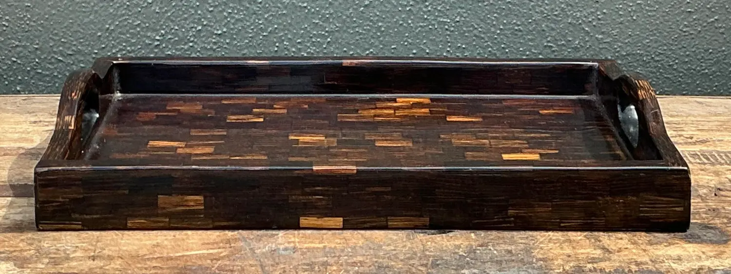 Vintage Tessellated Coconut Shell Tray - Detail view