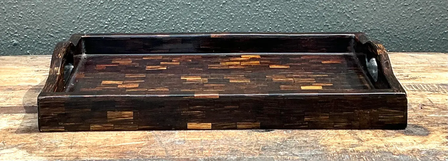 Vintage Tessellated Coconut Shell Tray - Back view
