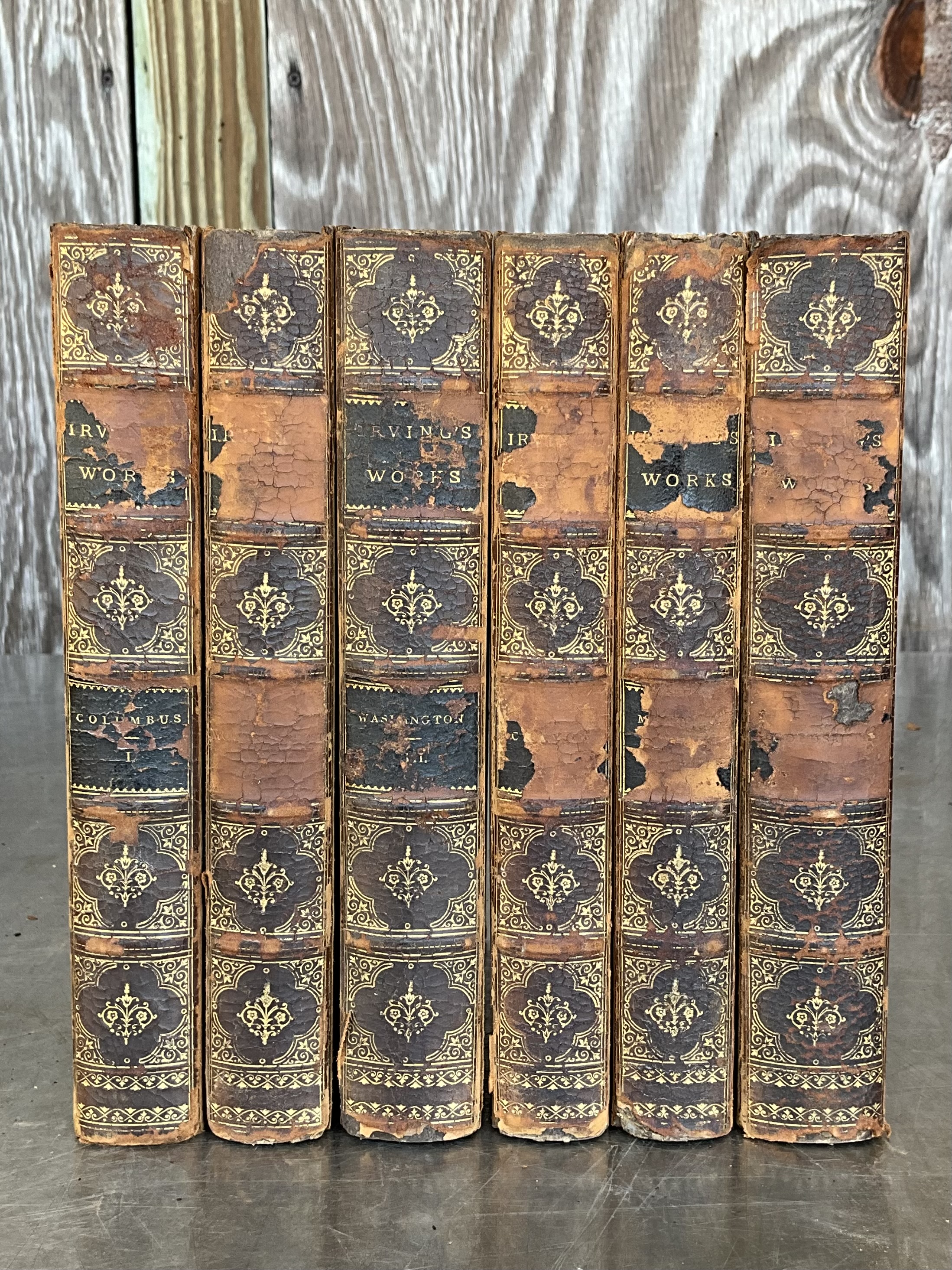 Vintage The Works of Washington Irving- Set of 6 - Back view