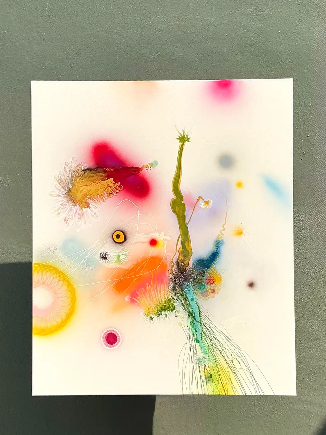 Vintage Thierry Feuz “Psychotropical Senithal” Original Abstract Oil on Canvas - Back view