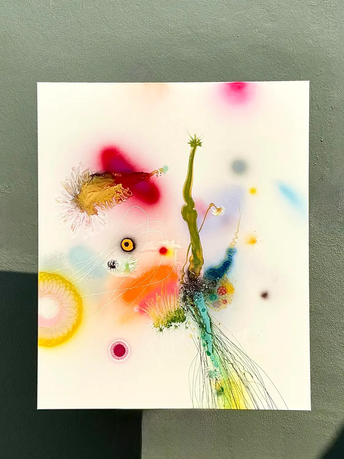Vintage Thierry Feuz “Psychotropical Senithal” Original Abstract Oil on Canvas - Detail view