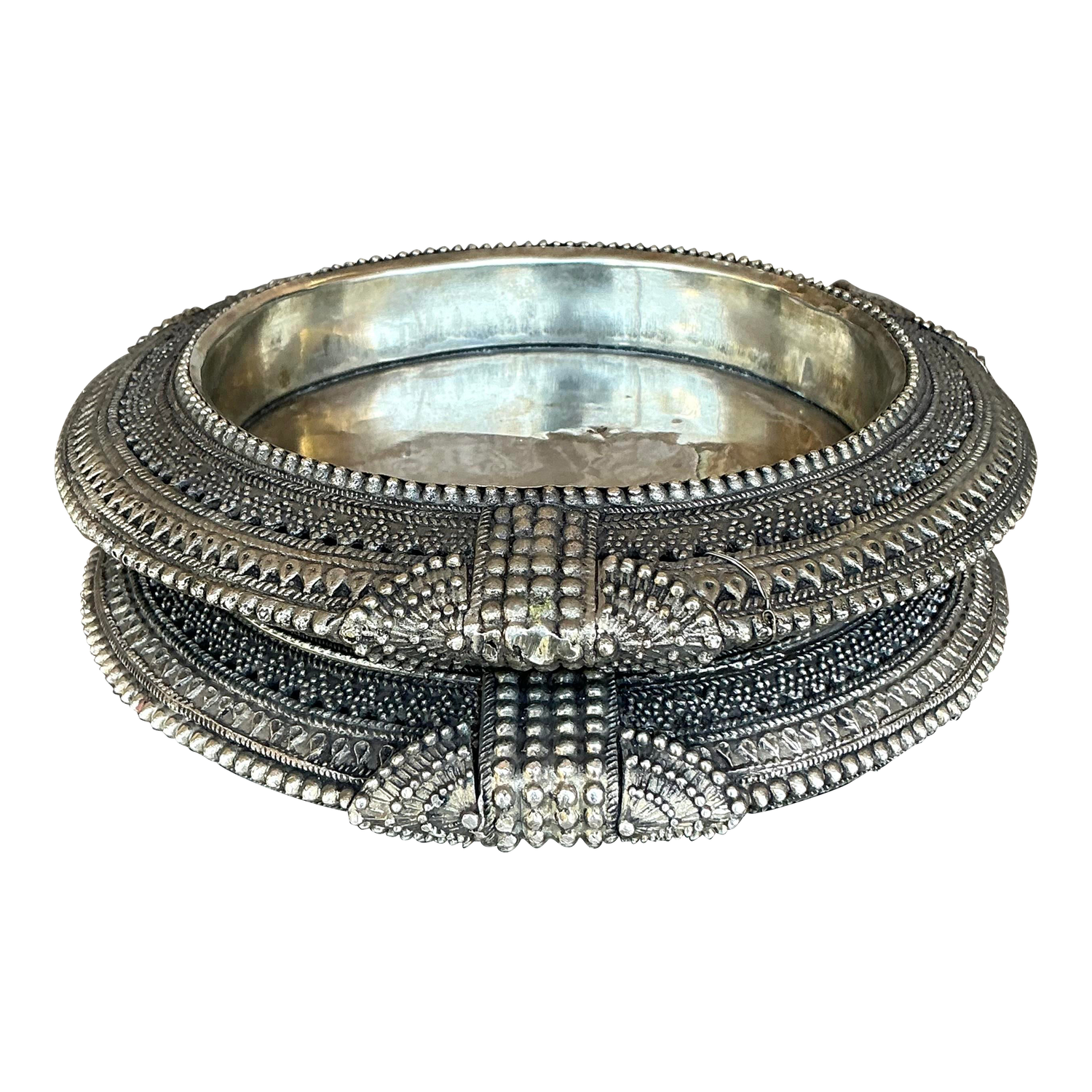 Vintage Tibetan Metal Catch All Trays - Set of Two - Detail view