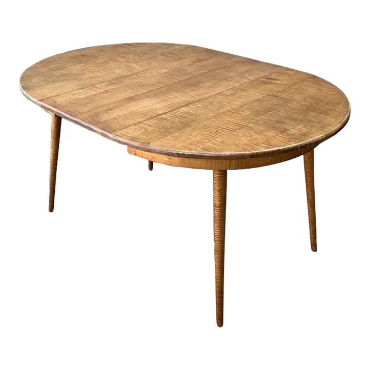 Vintage Tiger Maple Extendable Dining Table