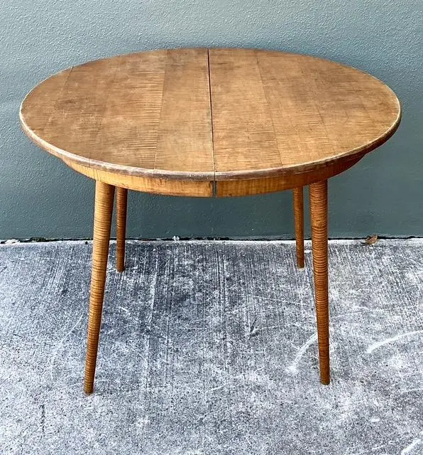 Vintage Tiger Maple Extendable Dining Table - Back view