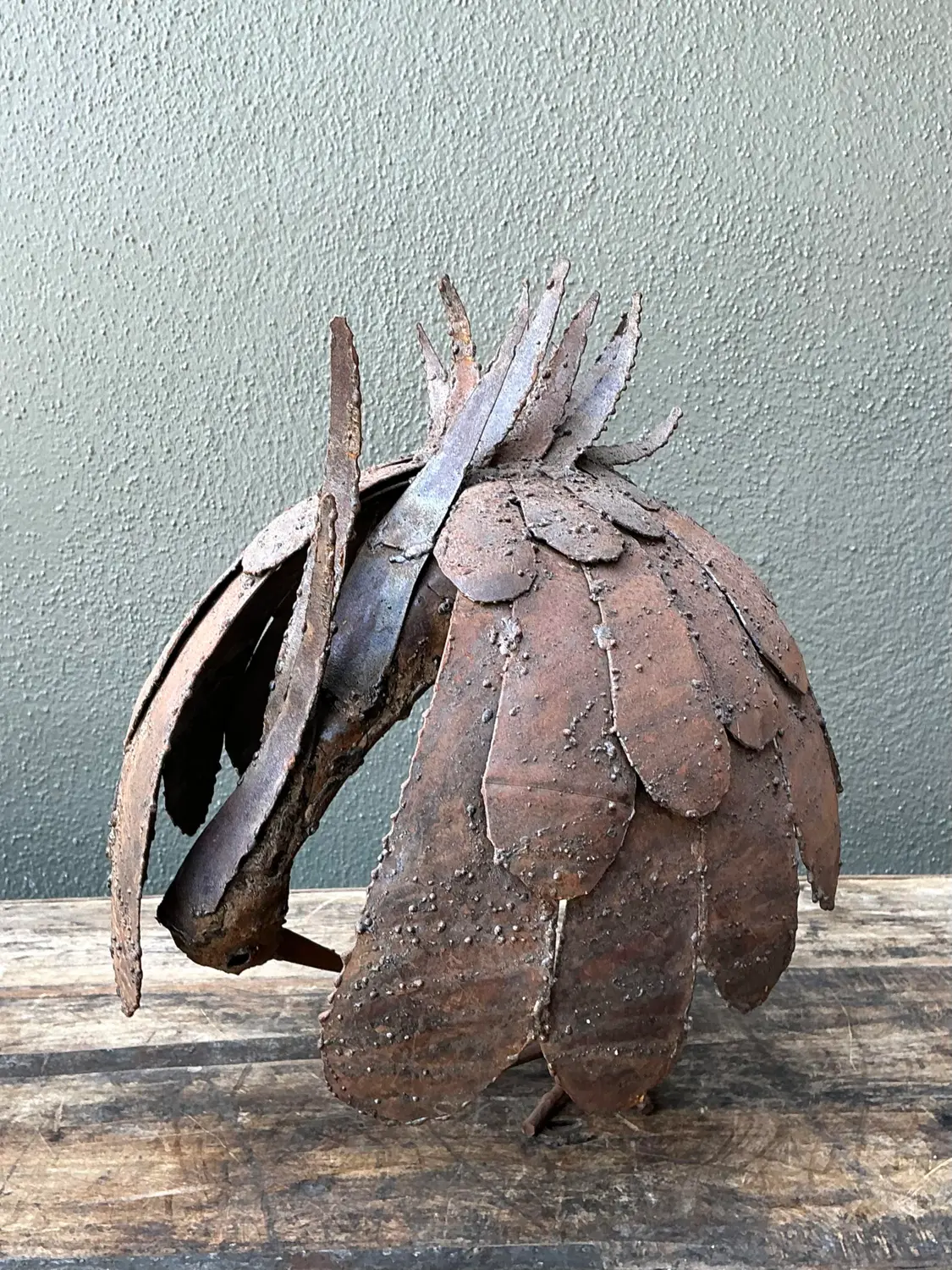 Vintage Torch Cut Iron Bird Sculpture - Top view