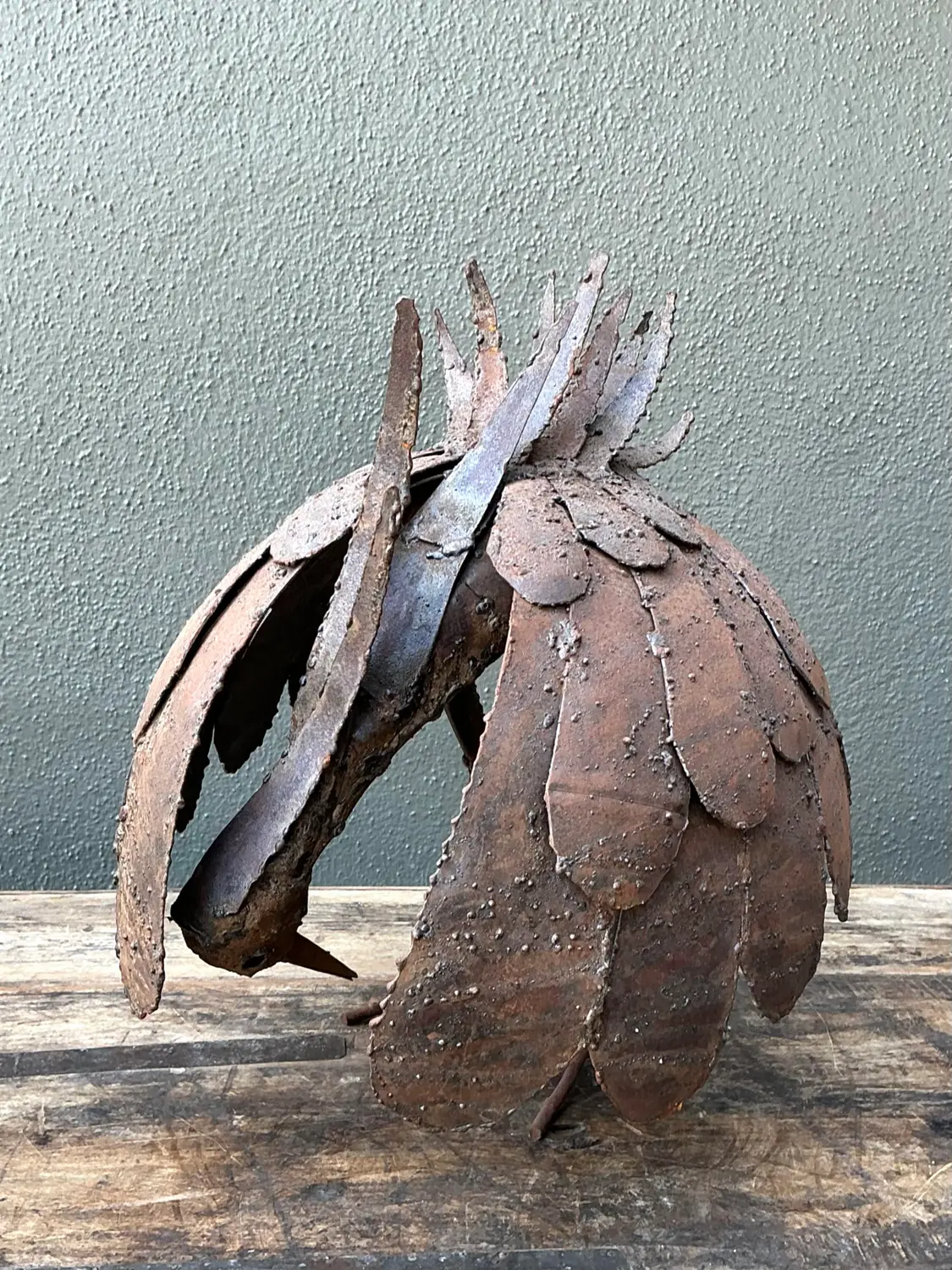 Vintage Torch Cut Iron Bird Sculpture - Back view