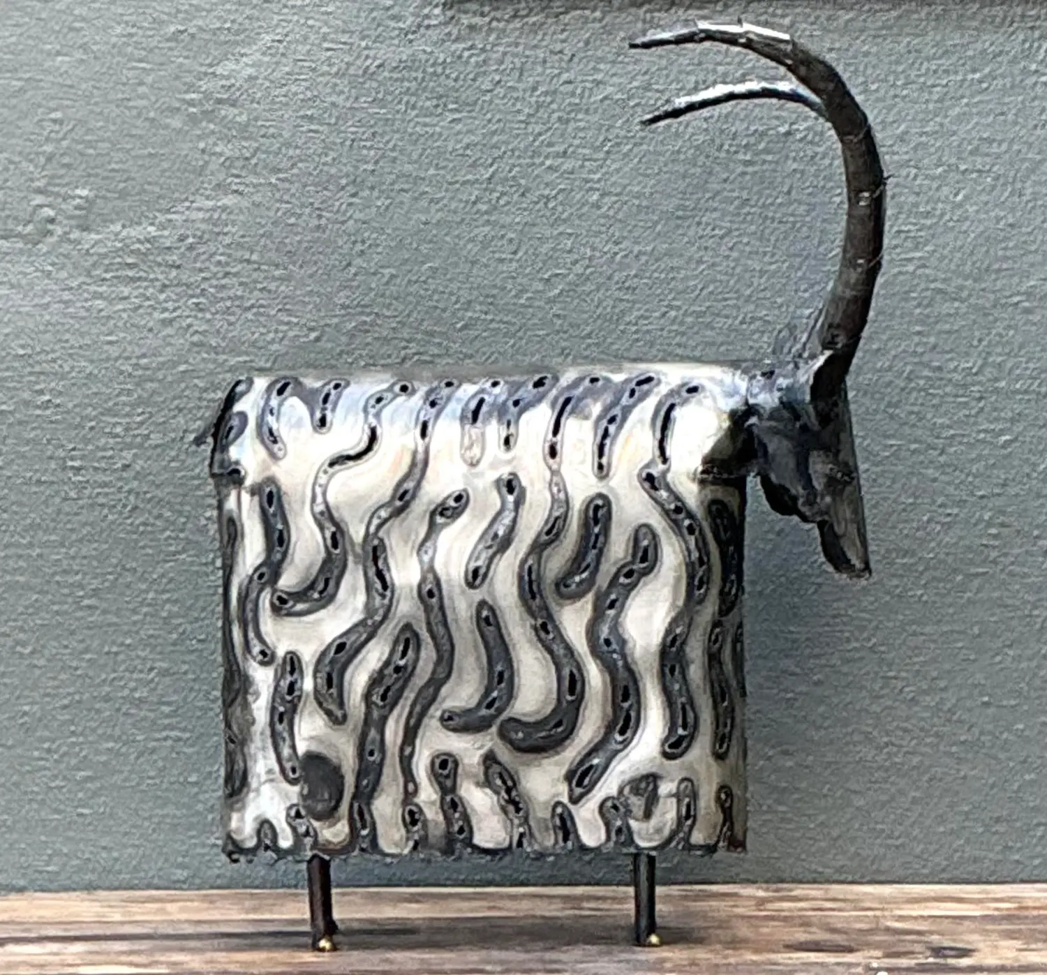 Vintage Torch Cut Ram Sculpture - Detail view