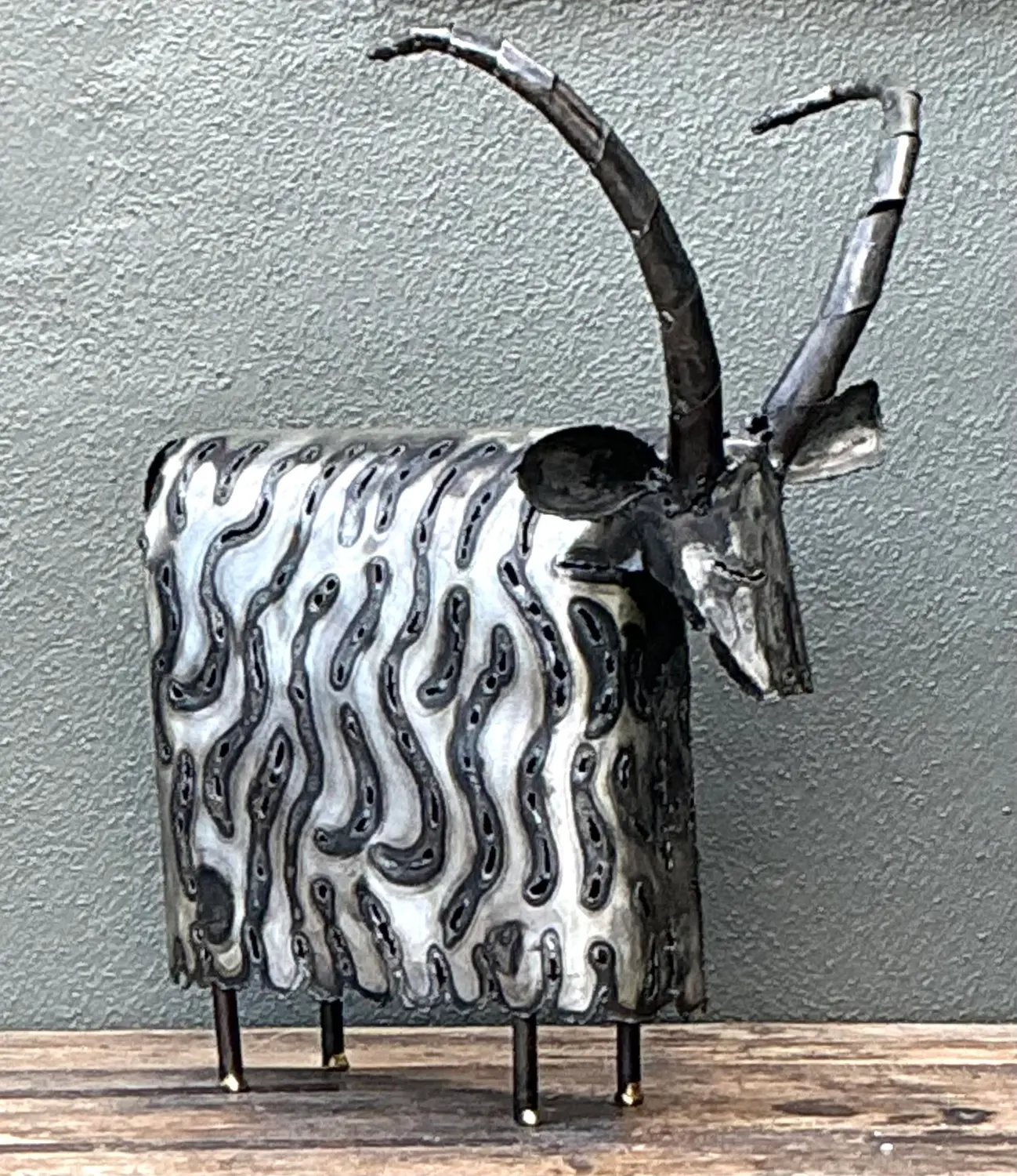 Vintage Torch Cut Ram Sculpture - Top view
