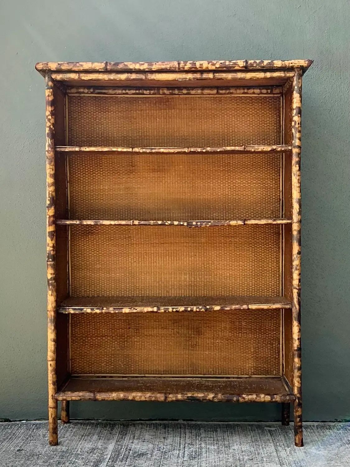 Vintage Tortoise Bamboo Etagere - Side view