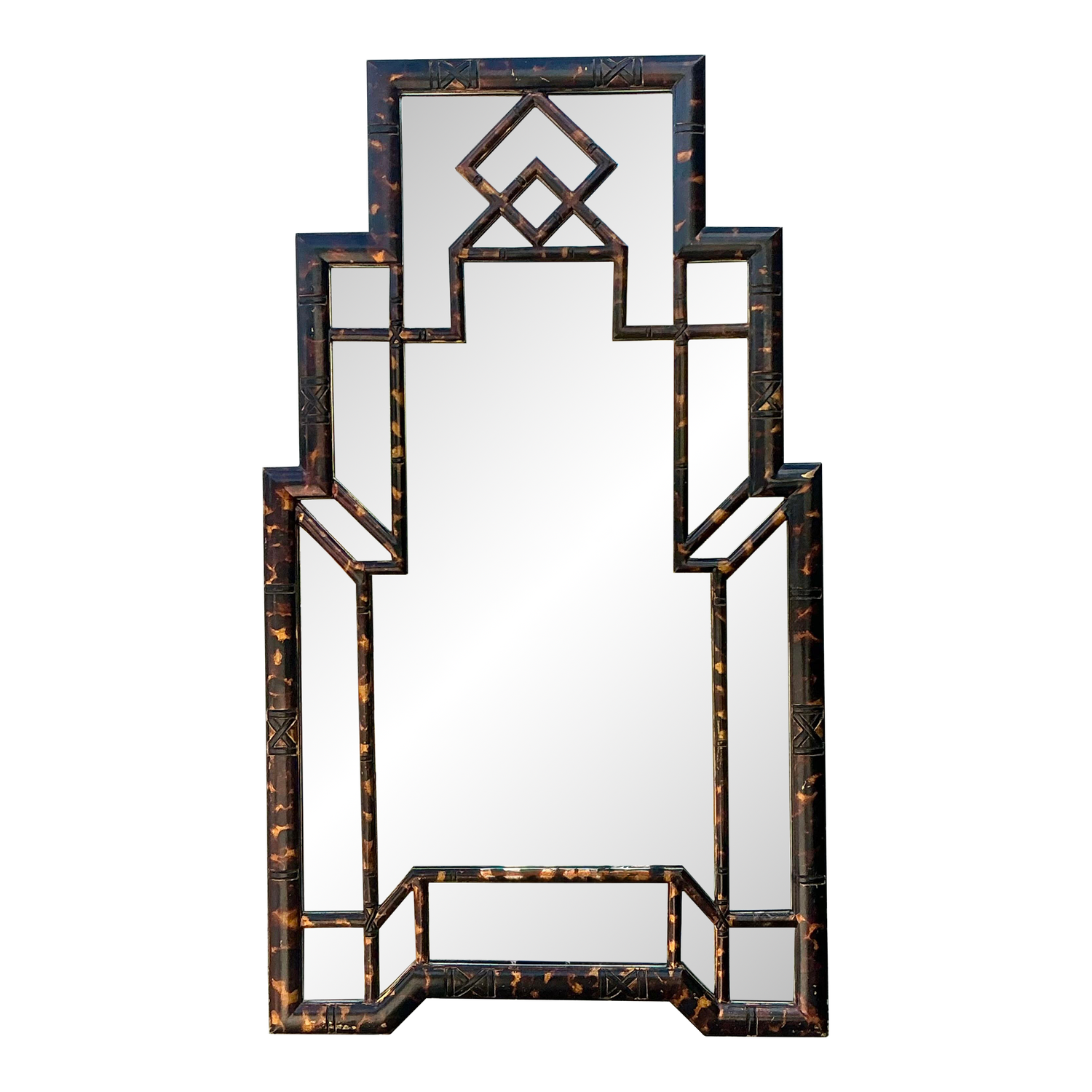 Vintage Tortoise Bamboo Mirror - Detail view