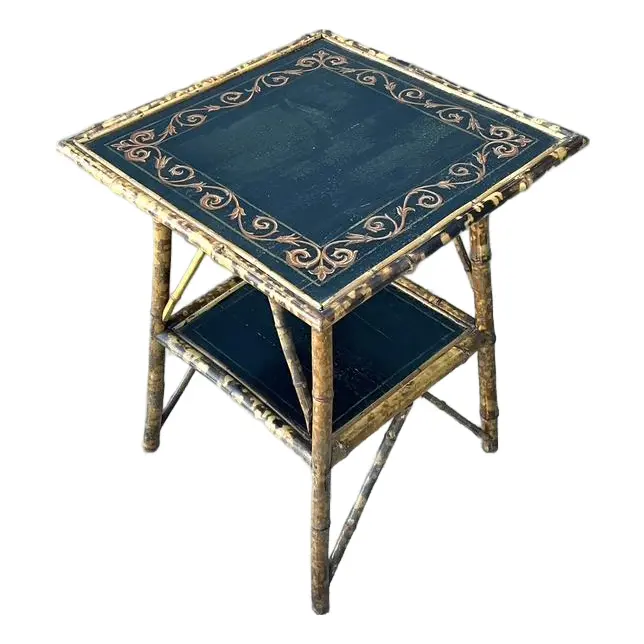 Vintage Tortoise Bamboo Side Table