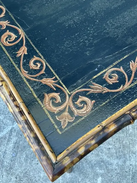 Vintage Tortoise Bamboo Side Table - Back view