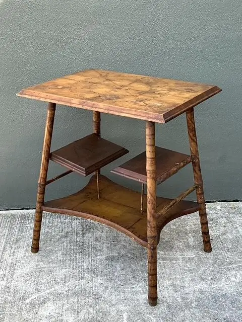 Vintage Tortoise Bamboo Side Table - Detail view