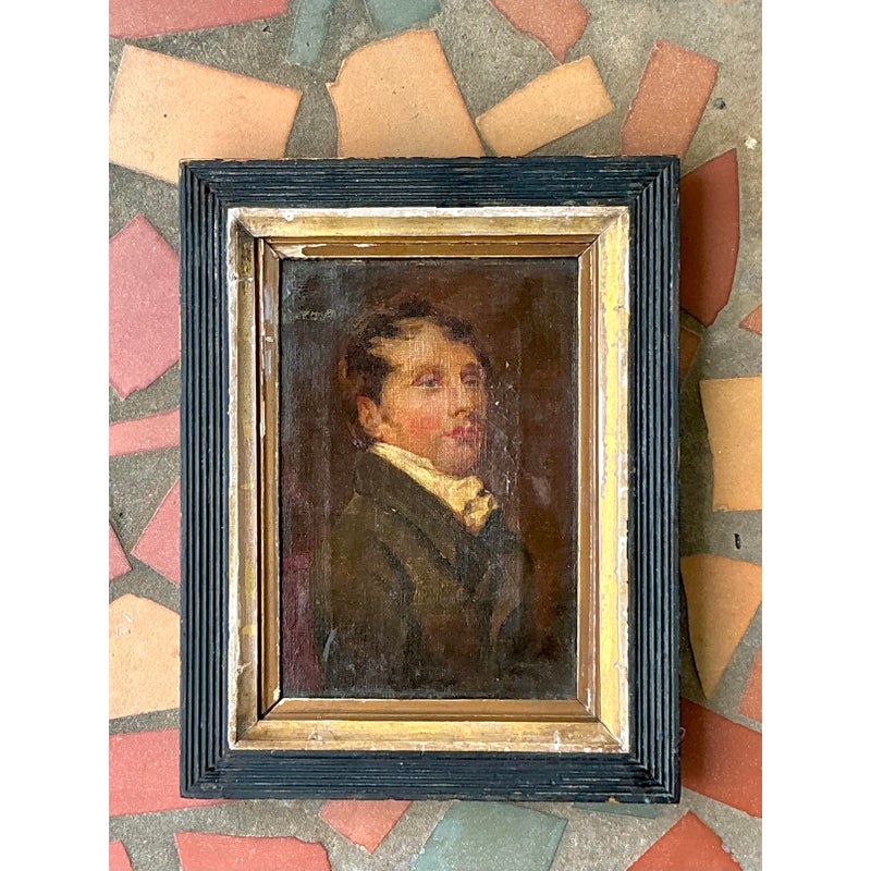 Vintage Traditional Original 19th Century Oil Portrait on Canvas - Back view