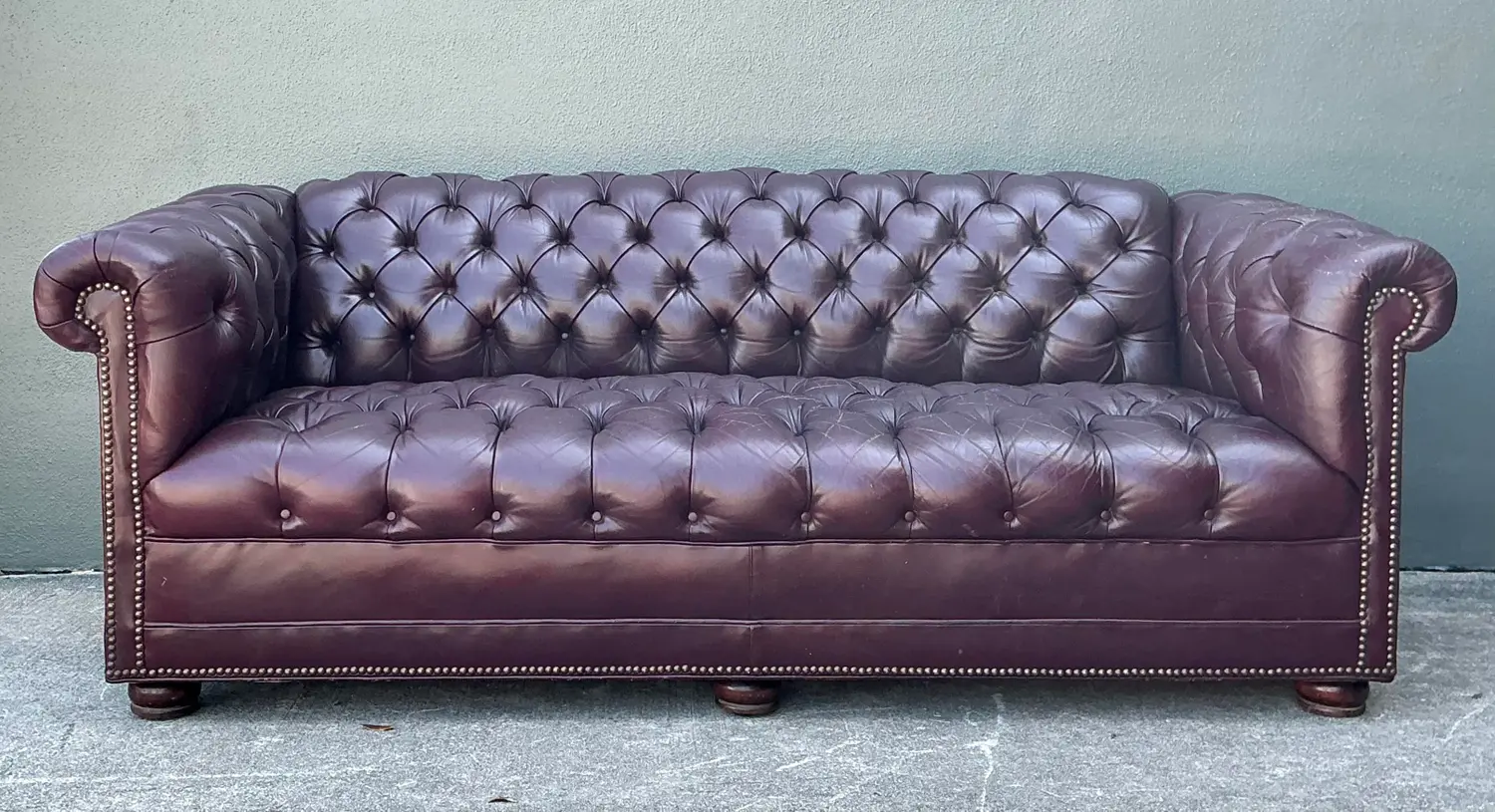 Vintage Tufted Leather Chesterfield Sofa - Side view