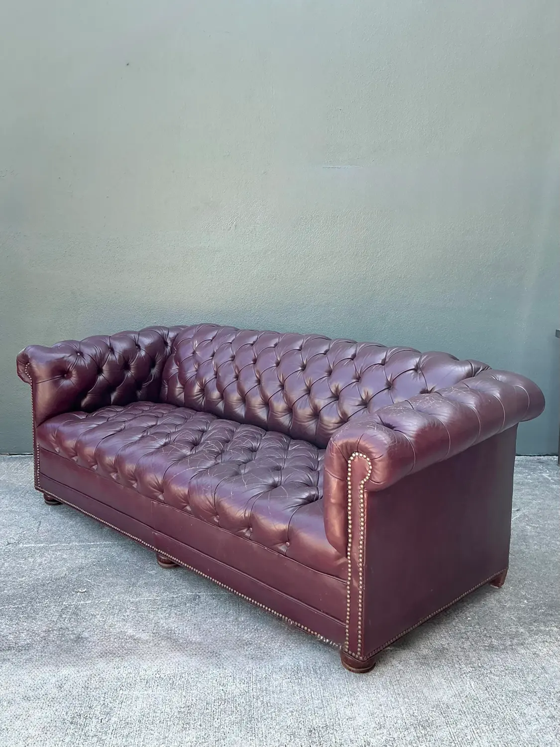 Vintage Tufted Leather Chesterfield Sofa - Top view