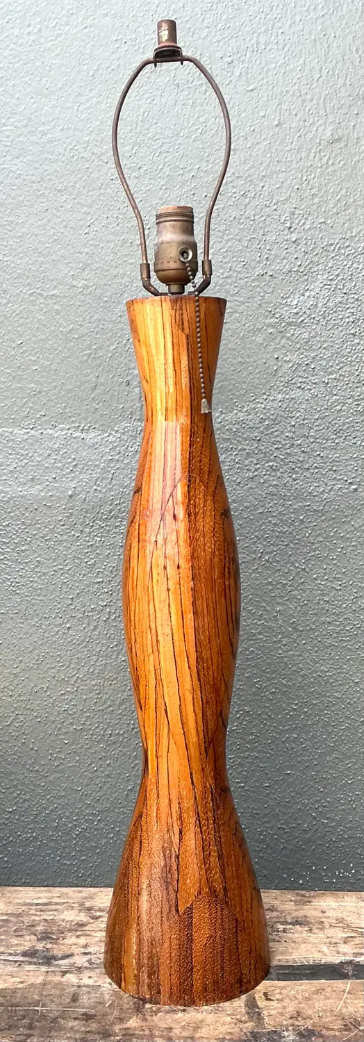 Vintage Turned Wood Lamp - Back view