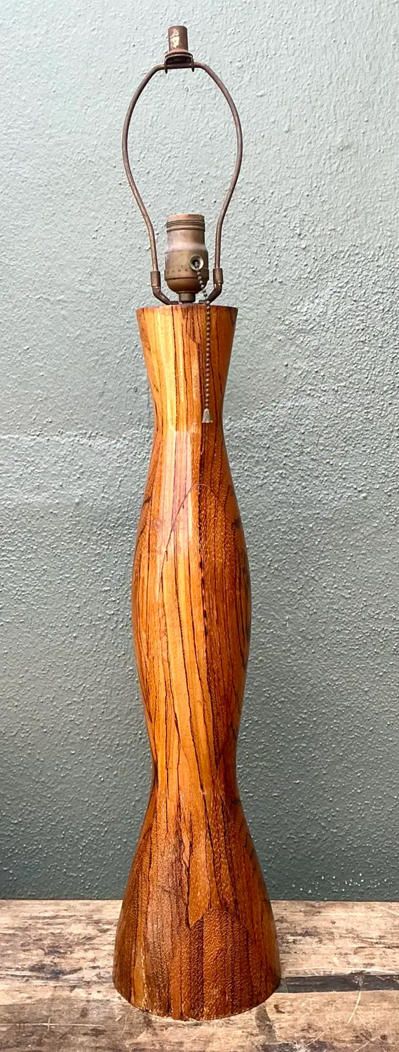 Vintage Turned Wood Lamp - Detail view