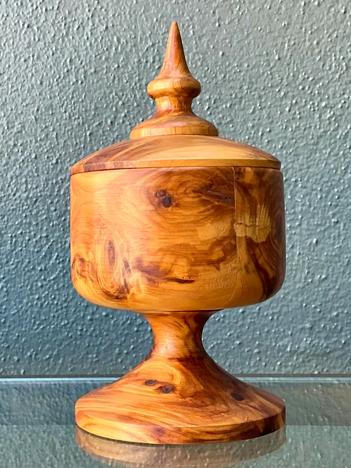 Vintage Turned Wood Lidded Box - Detail view