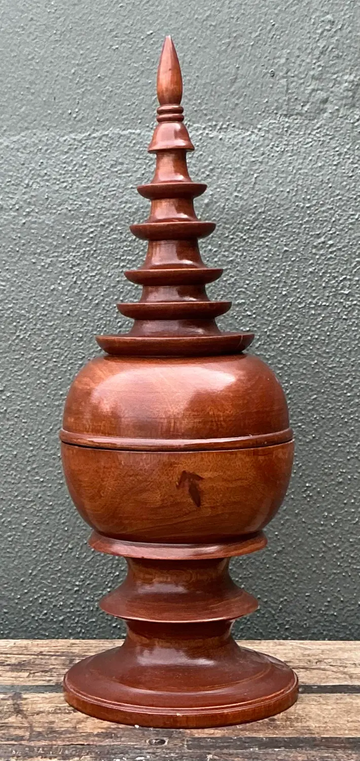 Vintage Turned Wood Spire Box - Top view