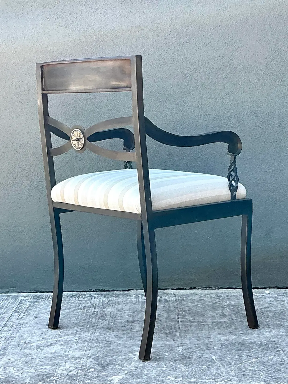 Vintage Twisted Iron Arm Chair - Side view
