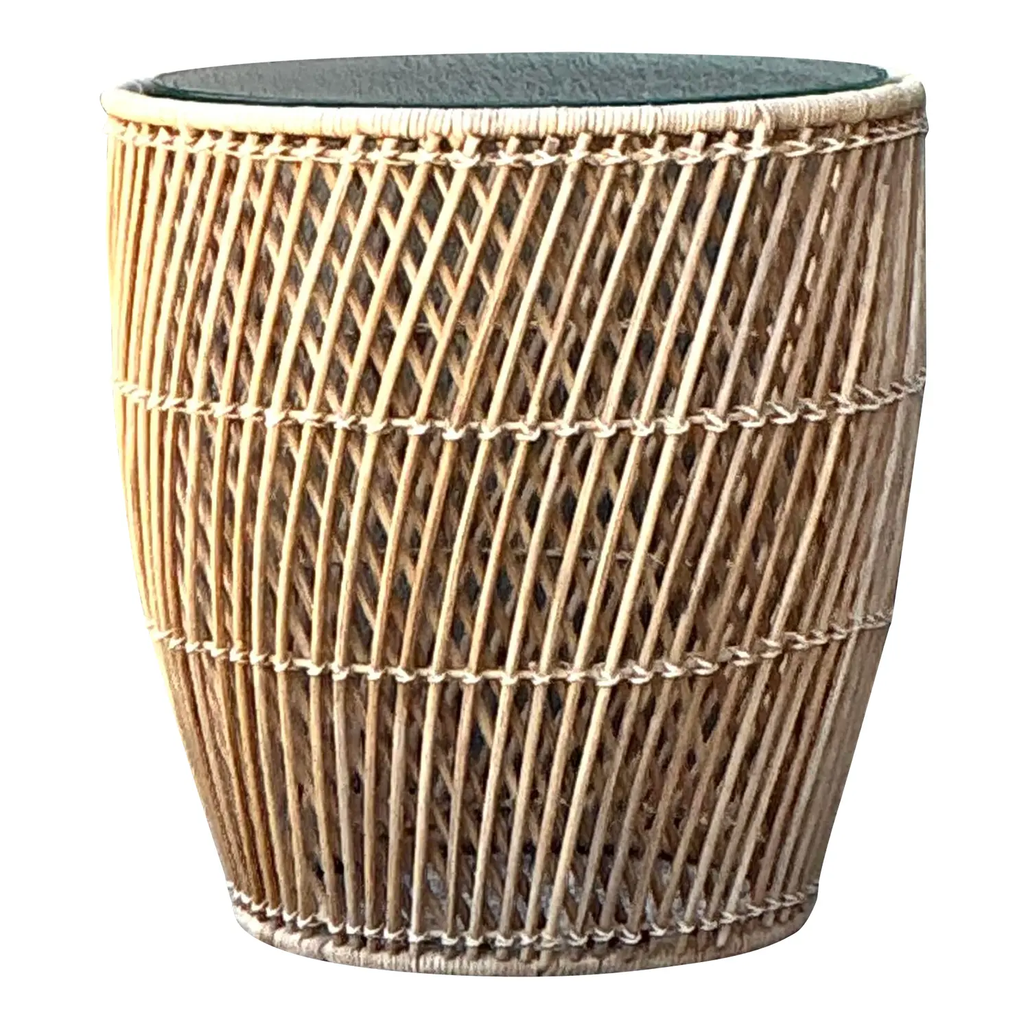 Vintage Twisted Rattan Side Table - Detail view