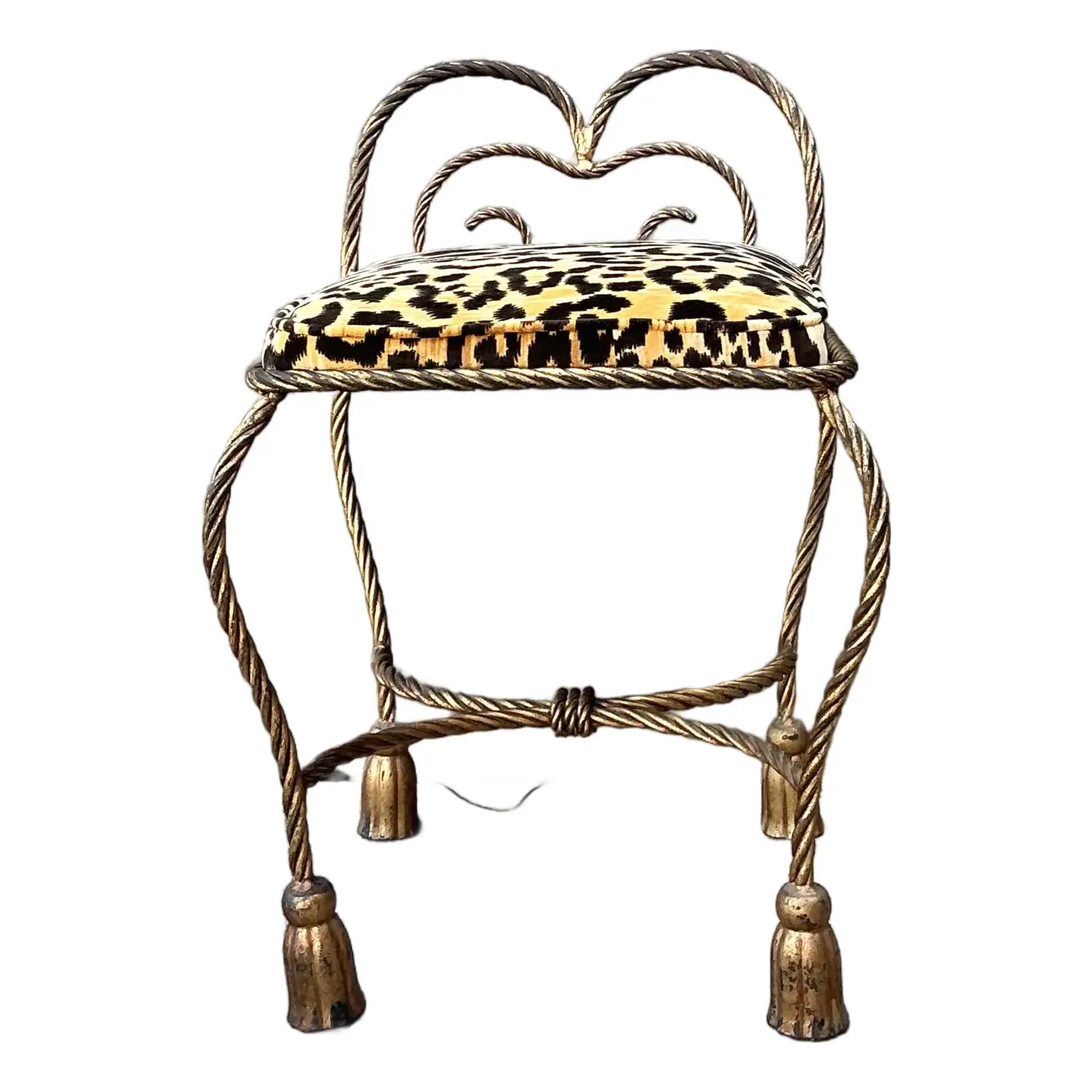Vintage Twisted Rope and Tassel Vanity Stool