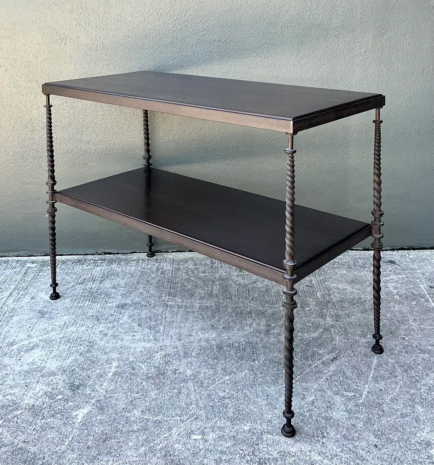 Vintage Twisted Wrought Iron Console Table - Top view
