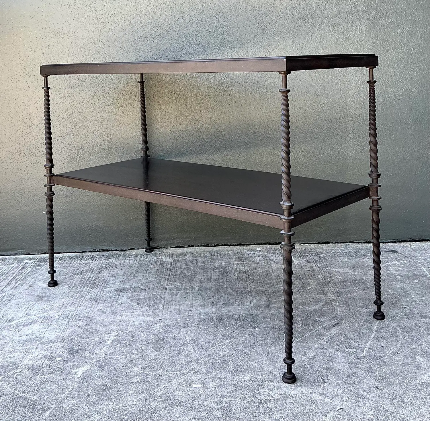 Vintage Twisted Wrought Iron Console Table - Side view
